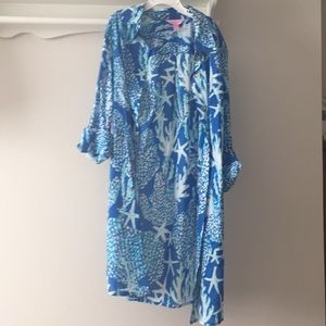 RARE LILLY PULITZER BLUE BEACH COVER UP XXS